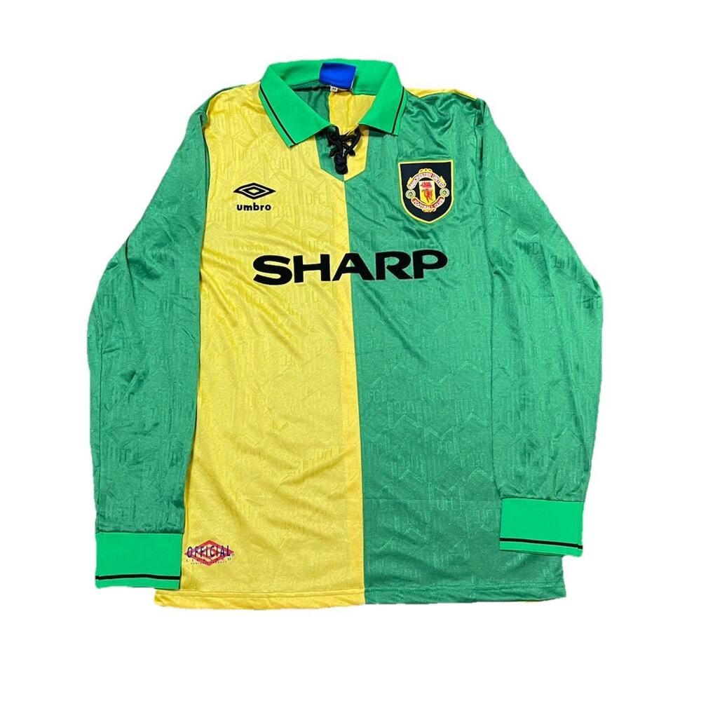 Manchester United | Men’s Medium Retro “Green / Yellow” Long-Sleeve Jersey